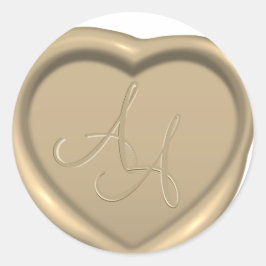 Kärlek Heart Vax Seal Monogram Bröllop Sticker Runt Klistermärke