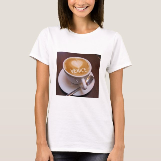 Kärlek Heart Venedig Cappuccino-kaffe Kopp Mugg Ts T-shirt (Framsida)
