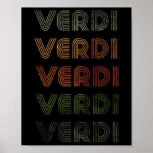 Kärlek Heart Verdi Tee Grunge Vintage Stil Black V Poster
