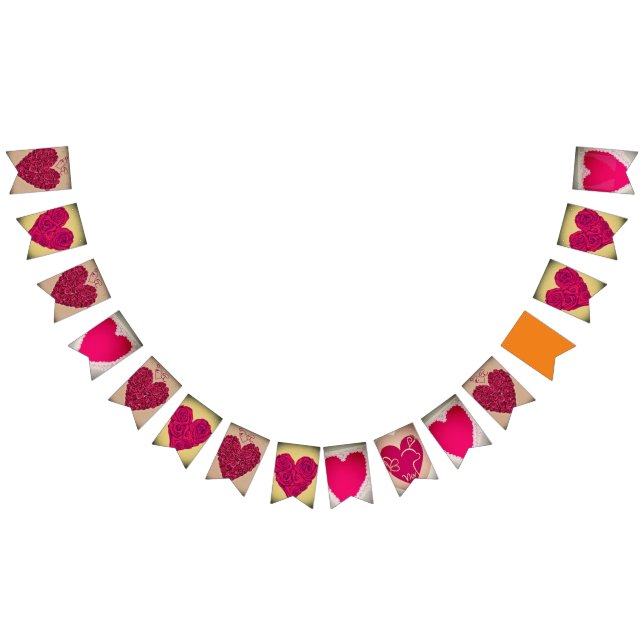 Kärlek Heart Vintage Förlovningsfest Vimplar (Alla)