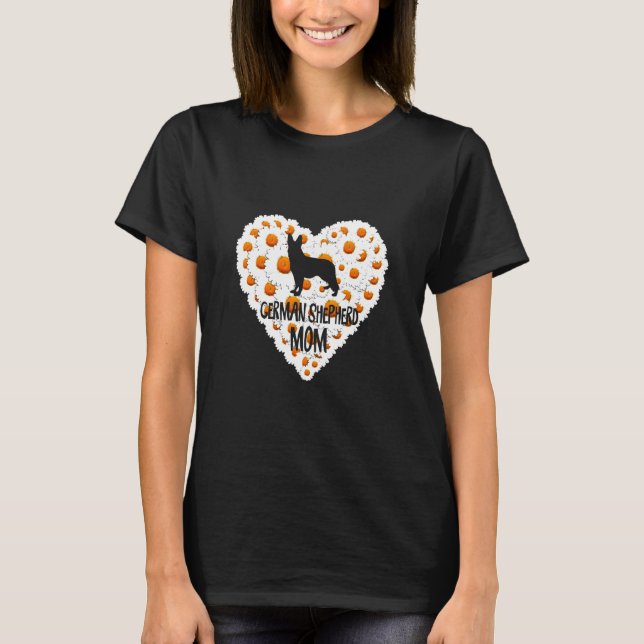 Kärlek Heart White Daisy Flowers German Shepherd T Shirt (Framsida)