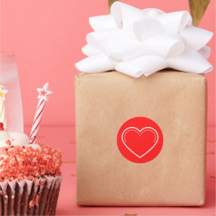 Kärlek Heart White Valentines klassiska Round Stic Runt Klistermärke