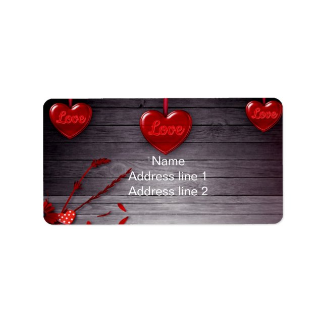 Kärlek Hearts Adressetikett (Framsidan)