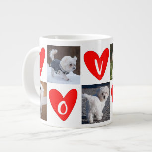 KÄRLEK Hearts Anpassningsbar 5 Fotokollaps Valent Jumbo Mugg