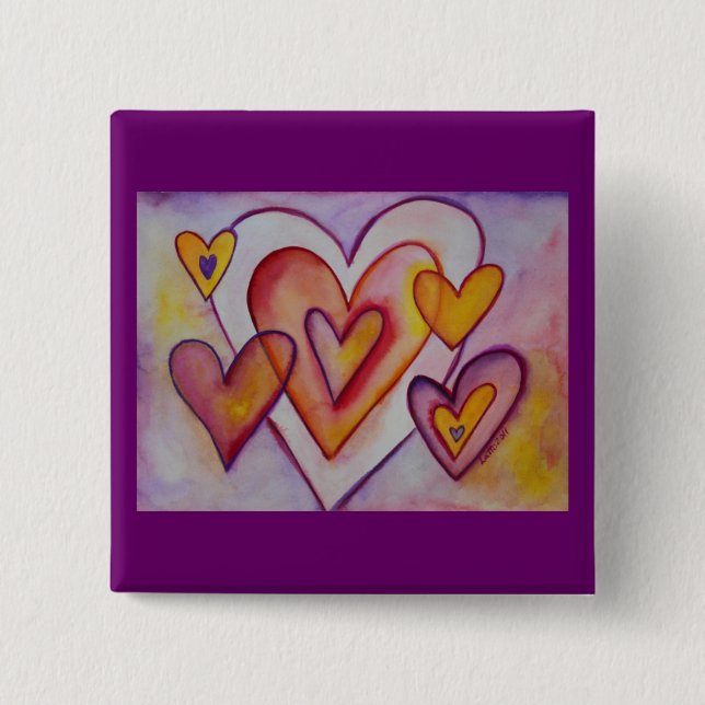 Kärlek Hearts Anpassningsbar Personlig Button Stif Knapp (Framsida)