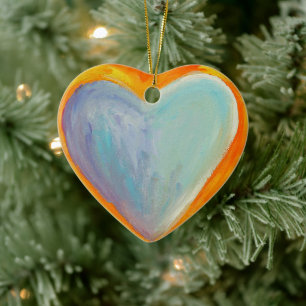 Kärlek Hearts Art Anpassningsbar Helgdag Gaffel Julgransprydnad Keramik