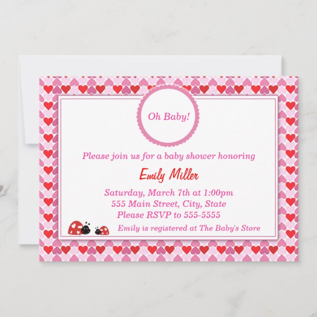 Kärlek Hearts Babyskor med platta kort (Framsida)