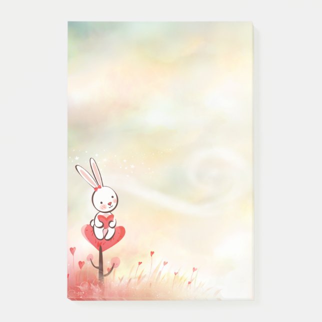 Kärlek Hearts Bunny Post-it Block (Framsida)