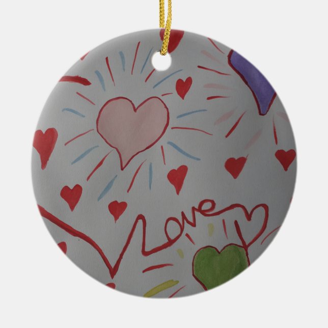 Kärlek Hearts Ceramic Ornament (Framsidan)