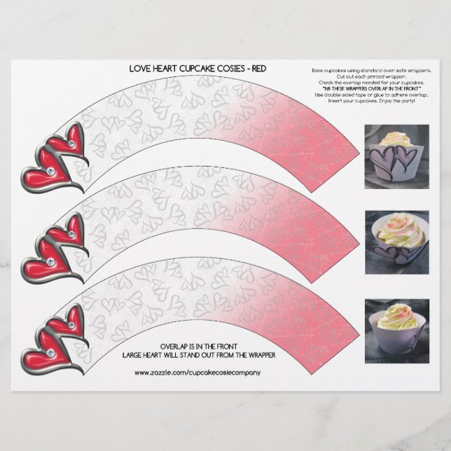 Kärlek Hearts Cupkaka Cosie - Red (Framsida)