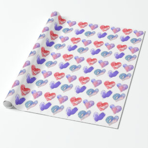 Kärlek Hearts Design Rosa Lila Presentpapper