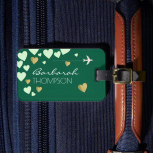 Kärlek Hearts elegant hunter-grönt Bagagebricka
