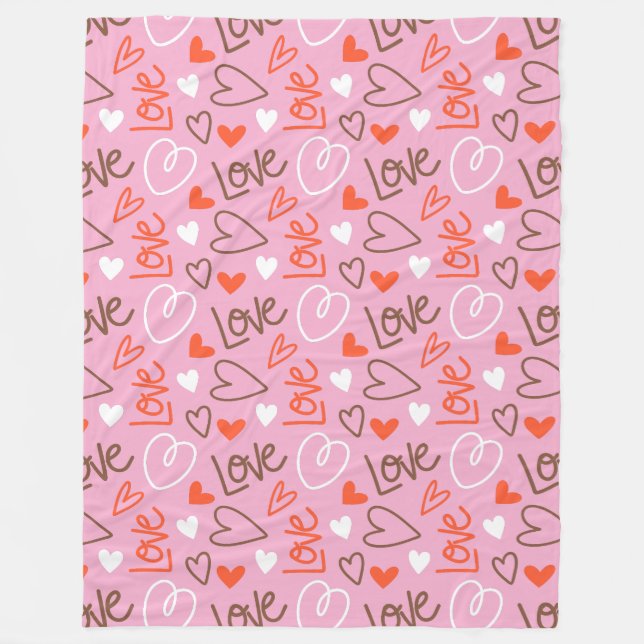 Kärlek Hearts Fleece Blanket (Framsidan)