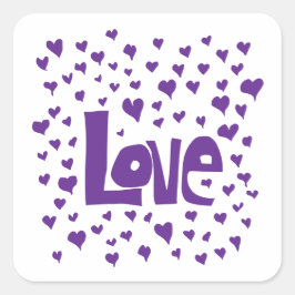 Kärlek Hearts Fyrkantigt Klistermärke