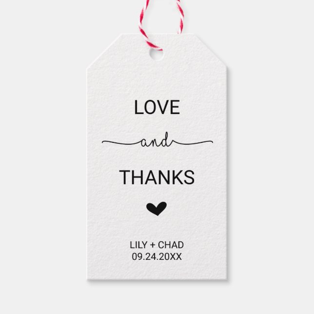 Kärlek Hearts Kärlek och tack Presentetikett (Framsidan)