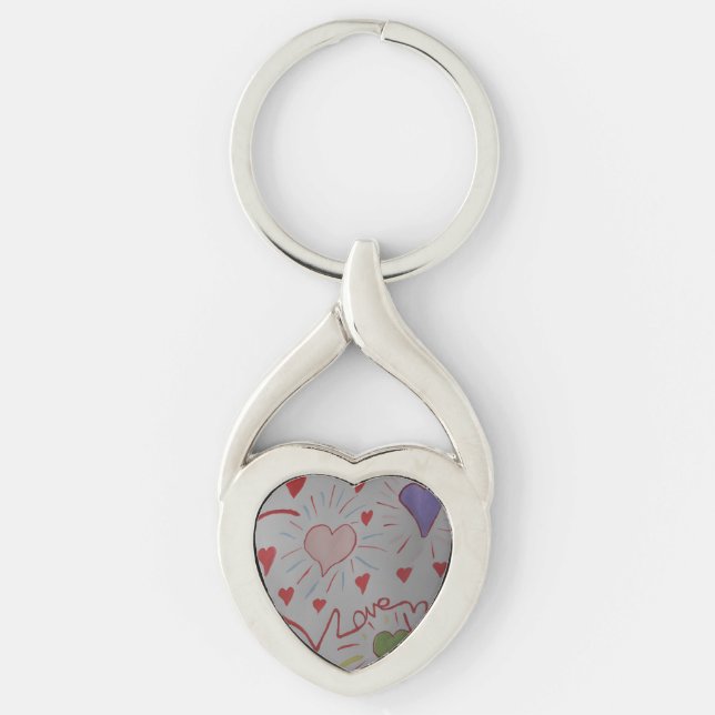 Kärlek Hearts Nyckelring (Framsidan)