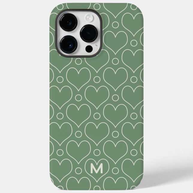 Kärlek Hearts och Polka dots mönster i Grönt (Baksida)