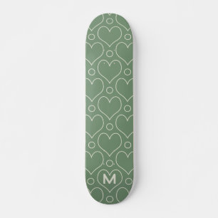Kärlek Hearts och Polka dots mönster i Grönt Mini Skateboard Bräda 18,5 Cm
