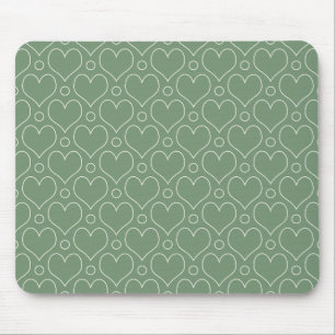 Kärlek Hearts och Polka dots mönster i Grönt Musmatta