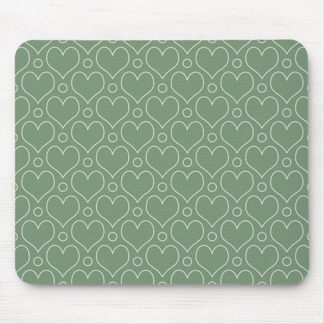 Kärlek Hearts och Polka dots mönster i Grönt Musmatta (Framsidan)