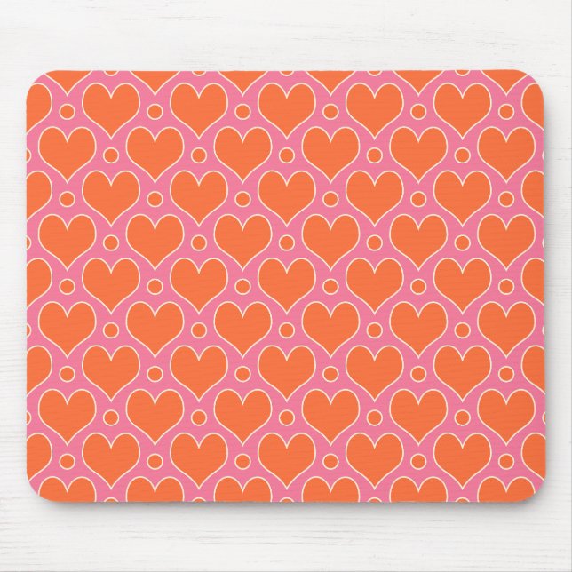 Kärlek Hearts och Polka dots mönster i Rosa, Orang Musmatta (Framsidan)