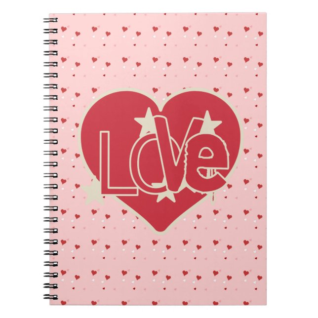Kärlek Hearts och Stars Anteckningsbok Med Spiral (Framsidan)