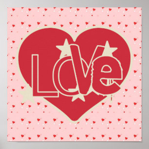 Kärlek Hearts och Stars Poster