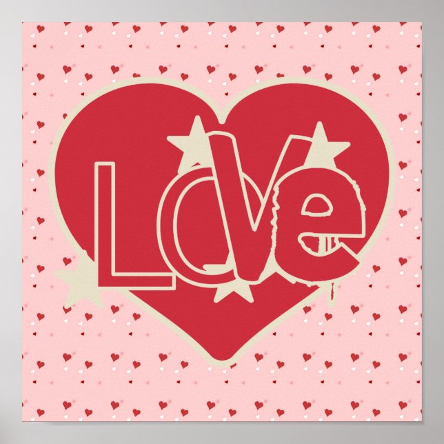 Kärlek Hearts och Stars Poster (Framsidan)
