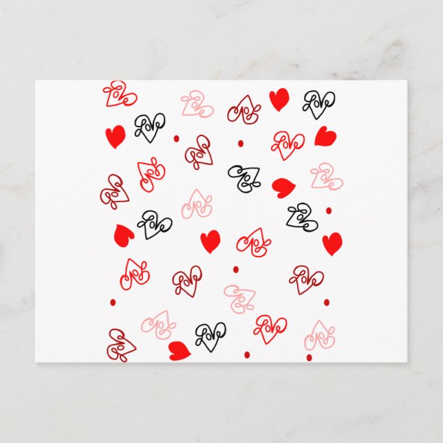 Kärlek & Hearts Ord Art Mönster Vykort (Framsida)