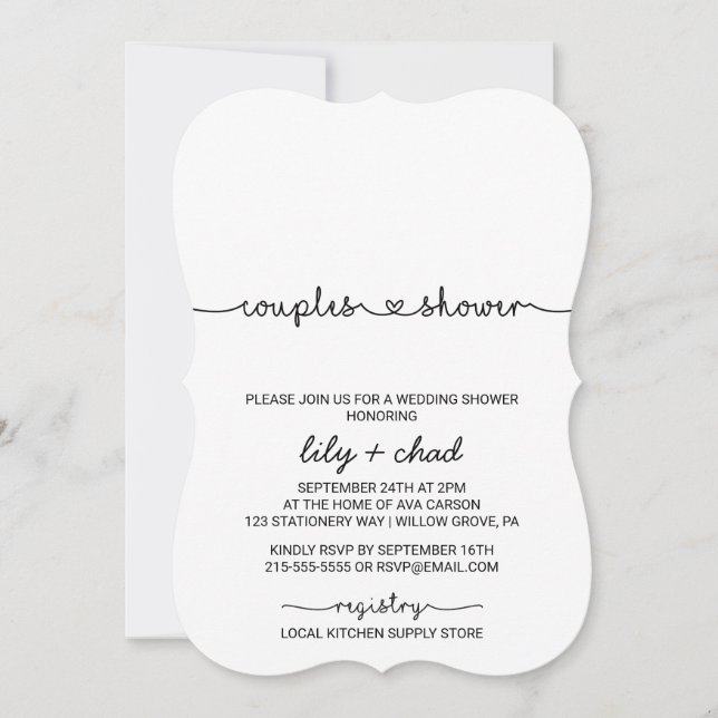 Kärlek Hearts Par Shower Inbjudningar (Framsida)