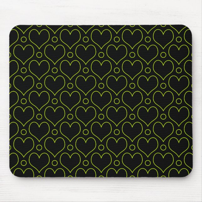 Kärlek Hearts & Polka dots mönster i Lime Green Musmatta (Framsidan)
