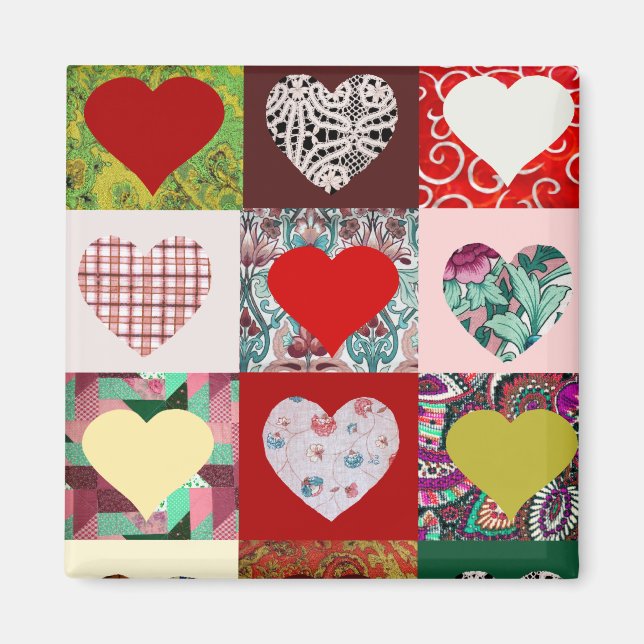 Kärlek Hearts Quilt Magnet (Framsidan)