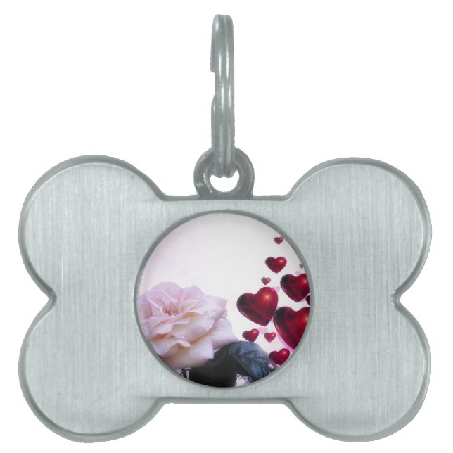 Kärlek Hearts Ro Blommar  Flower Destiny Nature ID-bricka Husdjur (Framsidan)