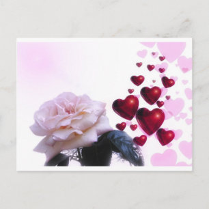 Kärlek Hearts Ro Blommar Flower Destiny Nature Vykort