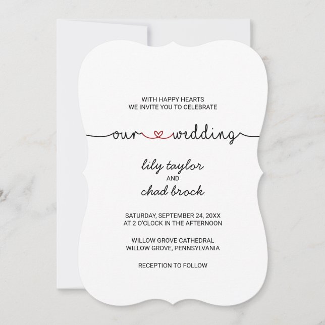 Kärlek Hearts röda vår bröllopsinbjudan Inbjudningar (Framsida)