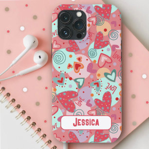 Kärlek Hearts Roligt Modern Rosa Mönster Inspiriti