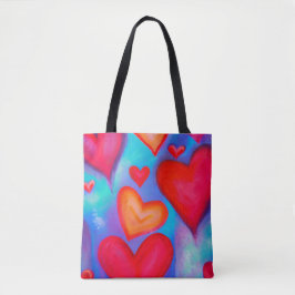 Kärlek Hearts Tote Bag Tygkasse