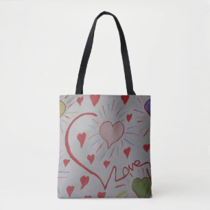Kärlek Hearts Tote Bag Tygkasse