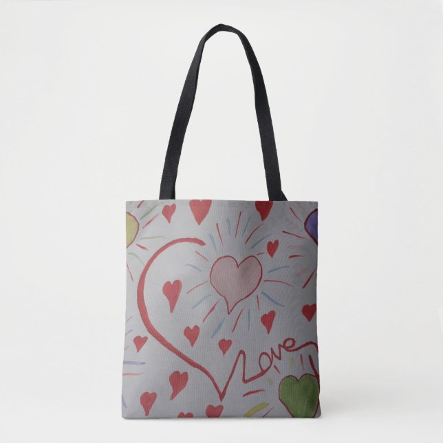 Kärlek Hearts Tote Bag Tygkasse (Framsida)