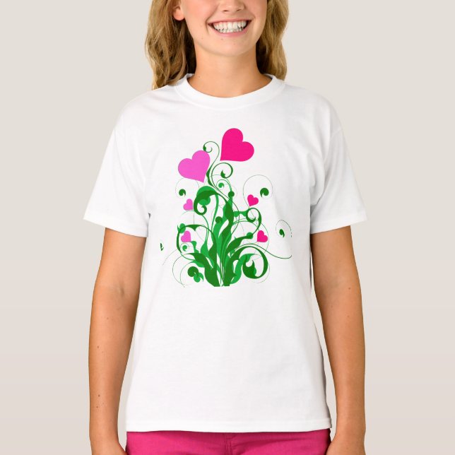 Kärlek Hearts Träd T Shirt (Framsida)