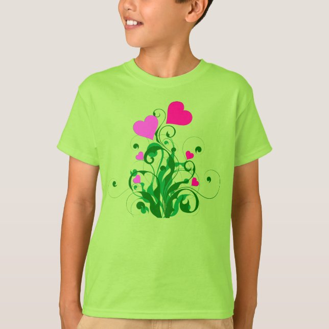 Kärlek Hearts Träd T Shirt (Framsida)
