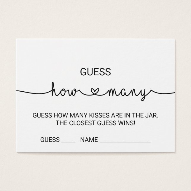 Kärlek Hearts vet hur många Kisses-spelkort Visitkort (Framsidan)