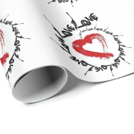 Kärlek Hearts Wrapping Papper Presentpapper