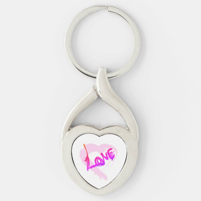 Kärlek Hearts Zipper Charm Nyckelring (Framsidan)
