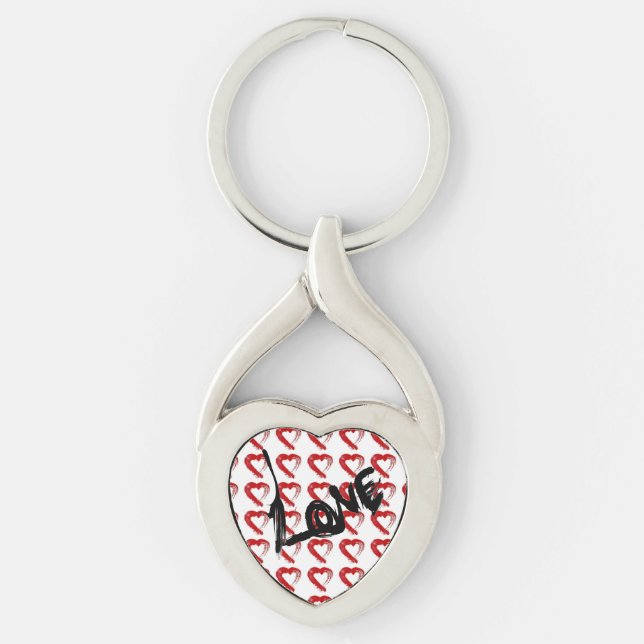 Kärlek Hearts Zipper Charm Nyckelring (Framsidan)