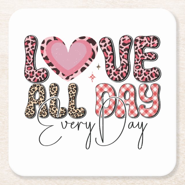 Kärlek hela dagen underlägg papper kvadrat (Framsidan)