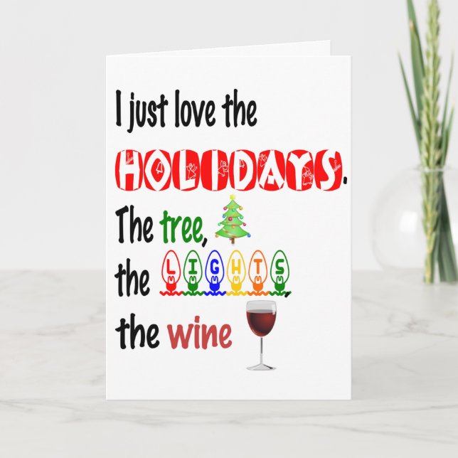 Kärlek Helgdagarna, Träd, Ljus och Vin Helgkort (Framsida)