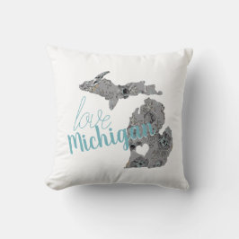 Kärlek hemstat Michigan-Blommigten Fylld Silhouett Kudde