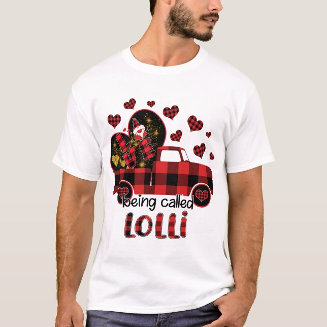 Kärlek heter Lolli Red Lastbil Gnome Valentine T Shirt (Framsida)