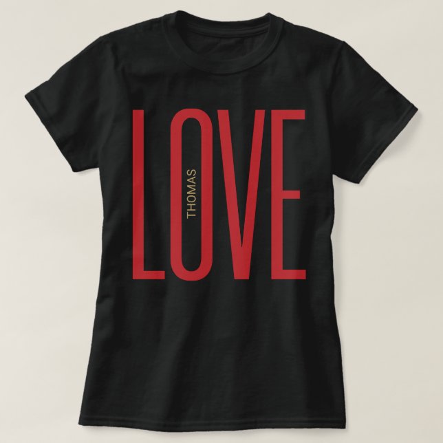 Kärlek High Brev Red Golden Monogram Chic Design T Shirt (Design framsida)